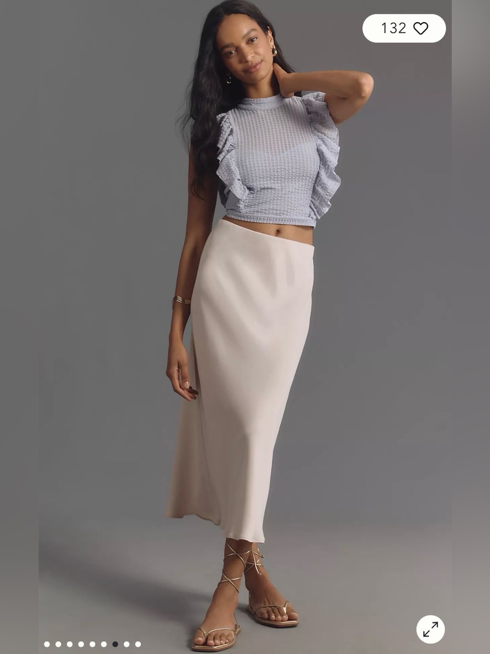 Anthropologie Maeve Cropped Ruffle mesh Top - Picture 7 of 10